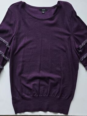 Alfani Deep Plum Crewneck Long Sleeve Sweater, SIZE LARGE